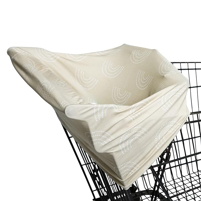 J.L. Childress 4-in-1 Car Seat Cover for Babies - Multi-Use, Stretchy Car Seat Canopy and Privacy Cover - Breastfeeding Nursing Cover - Gender Neutral - Beige Dot Rainbow