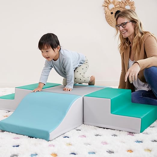 ECR4Kids SoftZone Junior Mix n' Match Step 360 Degree Climber, Beginner Playset, Emerald, 2-Pack