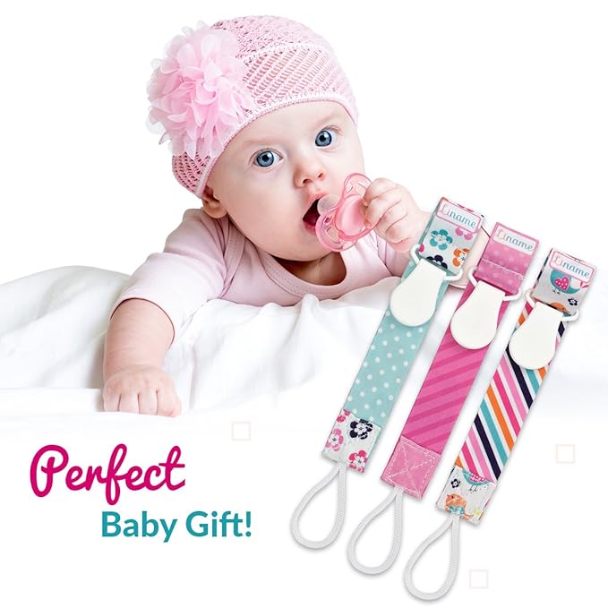 Liname Neutral Pacifier Clip - 3 Pack Pacifier Clips for Boys & Girls - Binky Holder Soothie Paci Clip Binkie Clip - Unisex Pacifer Clip - Baby Pacifier Clip and Pacifier Holder