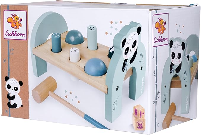 Eichhorn Wooden Hammering Bench - Colorful Motor Skills Toy for Toddlers with Hammer, Pegs and Balls, Promotes Coordination and Strength, Birch Wood, Age 1+