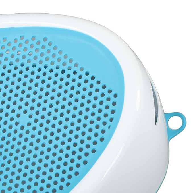 Summer Clean Rinse Baby Bather, Bath Support for Use on The Counter, in The Sink or in The Bathtub, TPE Soft Silicone Baby Bath Seat, Use from Birth Until Sitting Up (Light Blue)