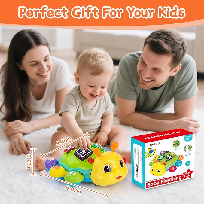 Baby Toys 6-12 Months, Crawling Musical Baby Toy with Obstacle Avoidance, Lights & Music, Interactive Tummy Time Learning Toy with Animal Sounds, English Spanish Developmental Gift for Boys & Girls