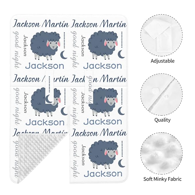 Personalized Baby Car Seat Cover Canopy with Name for Girls Boys Custom Sheep Baby Carrier Covers
