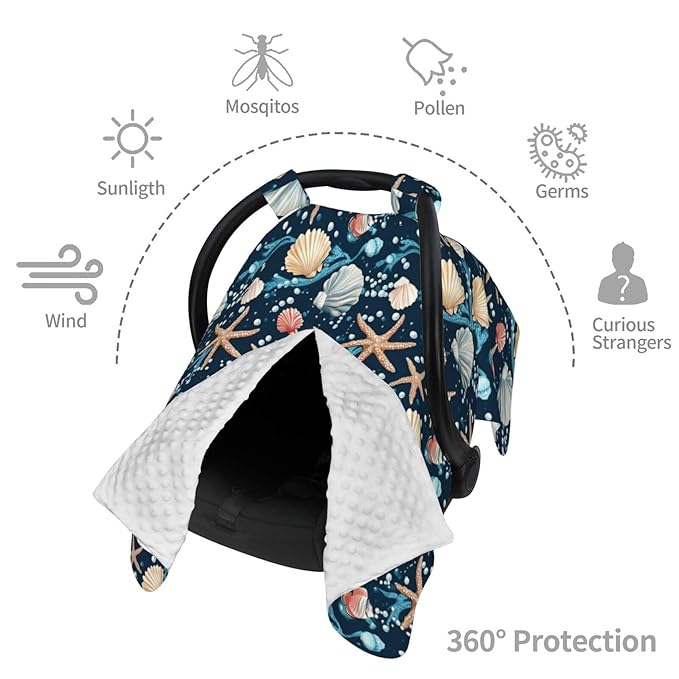 Pearls Shell Starfish Baby Car Seat Canopy Nursing Cover for Newborn Car Seat Breastfeeding Covers Blanket Newborn Shower Gift