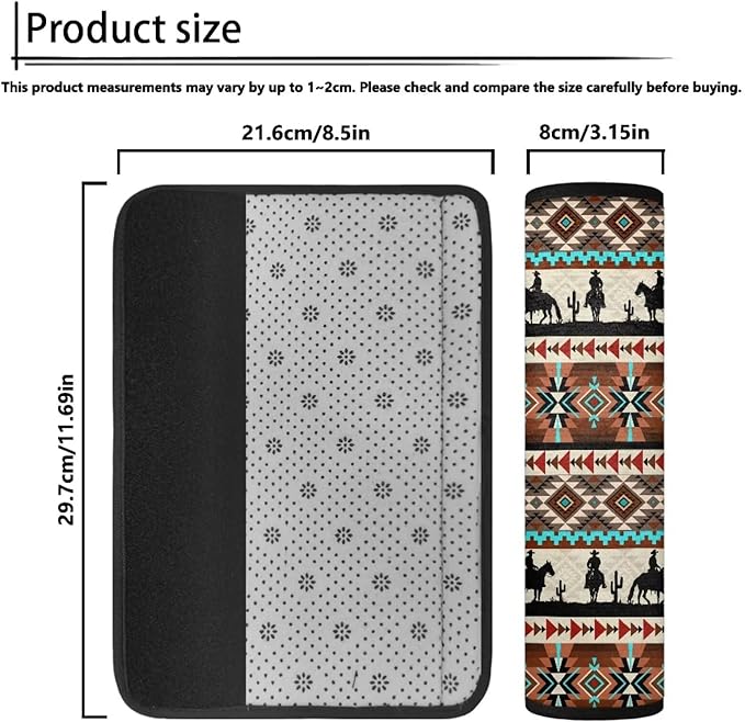 Navajo Car Seat Shoulder Strap Pads 2 Pieces Cowboy Shoulder Protectors Cactus Car Auto Accessories Universal Seat Belt Covers Cushion Suitable for Car Seat Belt Backpack Shoulder Bag