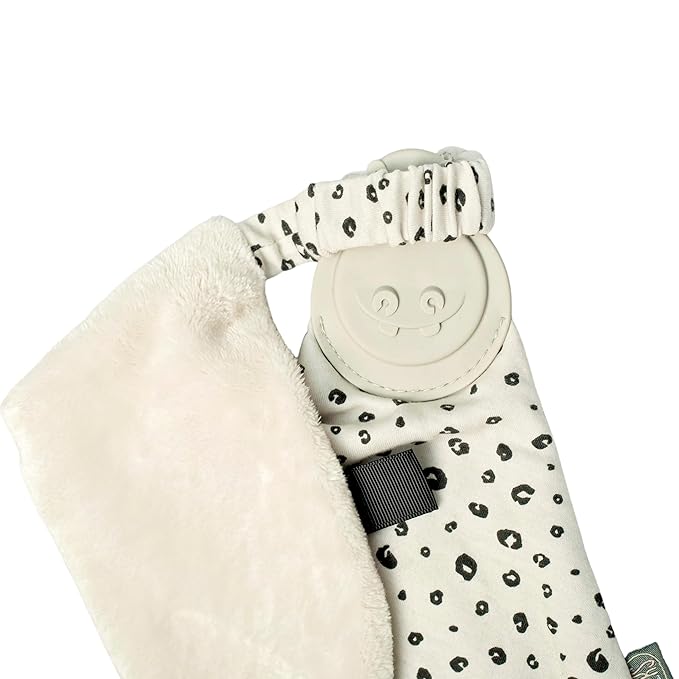 Cheeky Chompers Comfortchew | Baby Lovey with Silicone Teether & Sensory Tags | Soft Fleece Material, Attachable Loop, Machine Washable | (Leopard Spot)