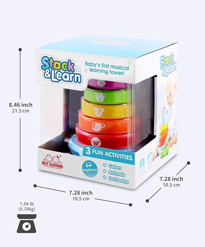 BEST LEARNING Stack & Learn - Developmental Educational Activity Stacking Toy for 6 or 9 Month Old Baby Toys and Up | First 1 Year Boy Girl Gifts for Birthday Gift
