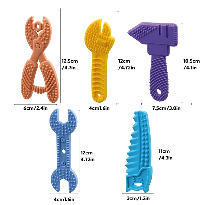 5PCS Baby Teething Toys, Silicone Sensory Chew Teether for Newborn Infant 0-6 9 12 18 Month ,Kids Travel Toys, BPA Free