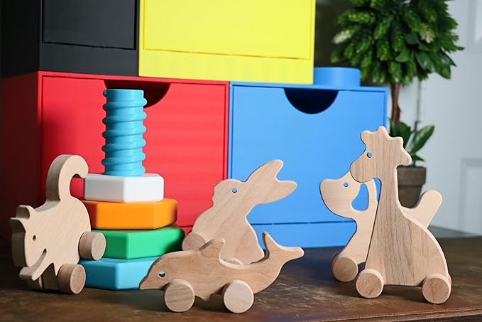 Wooden Giraffe Push Toy, Waldorf and Montessori Animal Toy, Personalized Toy Gift, Gift for Baby Shower, Wooden Toy, Personalized
