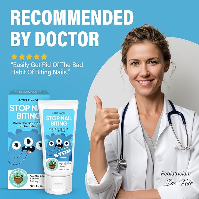 Nail Biting Treatment for Kids,Thumb Sucking Deterrent Cream, Nail Biting Prevention for Kids, Toddlers, Children Help Stop Sucking Thumb, Natural Plant Bitter Formula for Gentle Care, 60ML