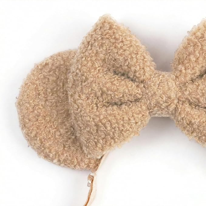 Wool Fleece Mouse Ears Headband, Adjustable Hair Bow Hairband Fluffy Headwear for Infant Toddler Baby Gilrs