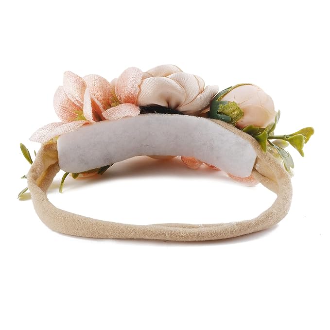 Baby Girl Floral Headband Nylon Flower Crown Elastic Hairband 3pcs Hair Accessories Gift for Girls,stretchy size 3pcs/set