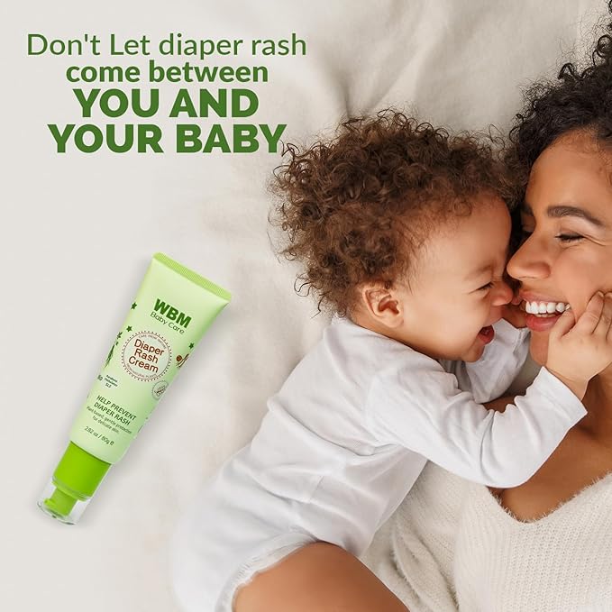 WBM Diaper Rash Cream | Baby Rash Relief Ointments Cream | Cruelty-Free, Hypoallergenic, Soothing, Moisturizing with Zinc Oxide | Gentle for Baby Skin | 2.82 oz