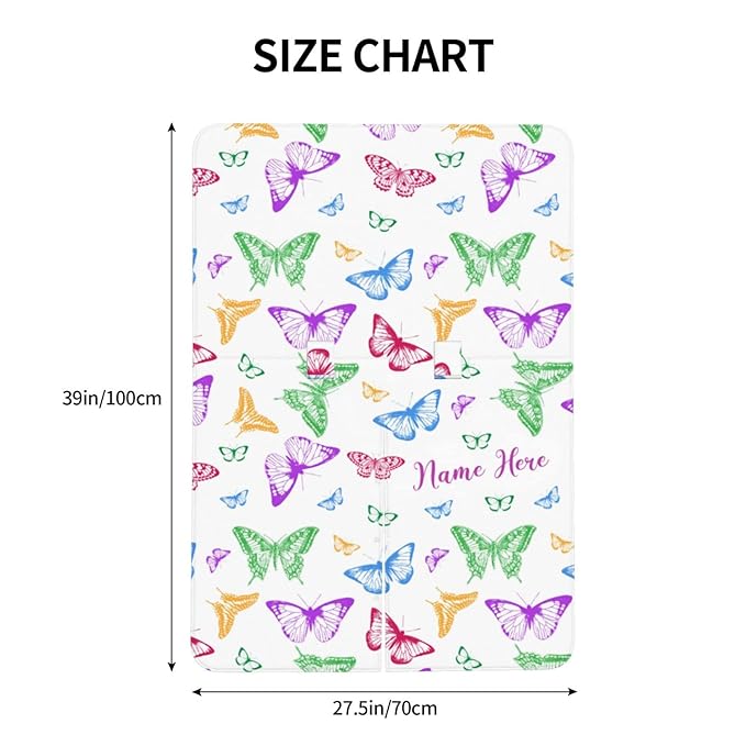 Personalized Colorful Butterfly Baby Car Seat Canopy for Babies with Name, Custom Car Seat Covers for Baby Girls, Peekaboo Opening Minky Nursing Cover Infant Car Seat Canopies for Newborn