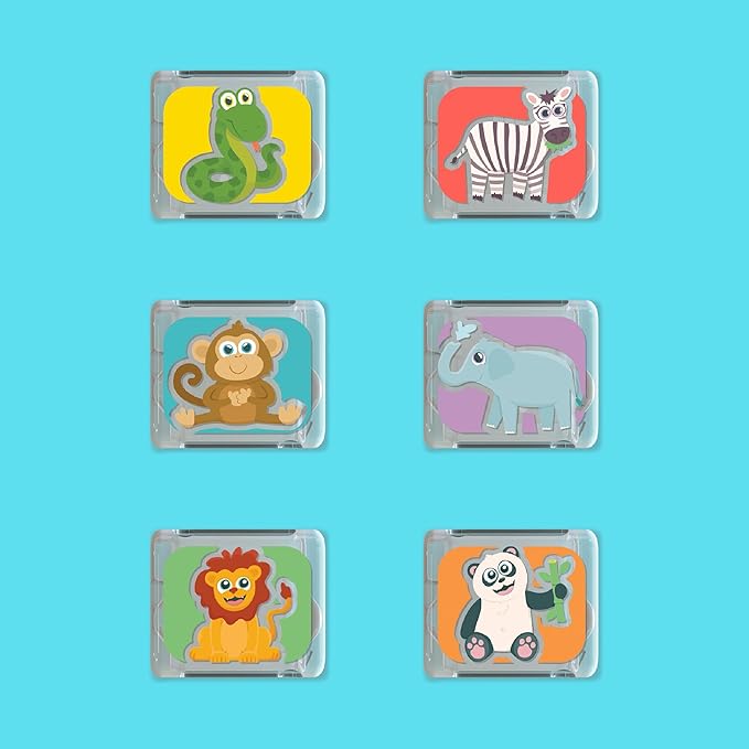 Glo Pals Water-Activated Light-Up Cubes for Bathtime and Sensory Play - Includes 6 Reusable Light-Up Cubes - Sensory Toys and Glowing Bath Cube for Kids and Toddlers - Zoo