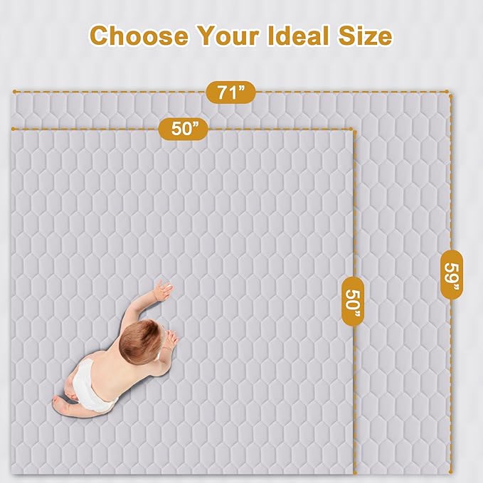 TINYHARBO Premium Foam Baby Play Mat 50" x 50" with Removable Cover, Extra Thick Padding Playpen Mat, Non-Slip Floor Mat, Stylish & Easy to Clean for Crawling Baby, Infants & Toddlers, Grey