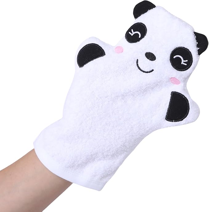 JN&LULU Baby Organics Bath Mitt Toddlers Bath Cotton and Soft Scrub Bathing Loofah Baby Shower Gifts (Panda)