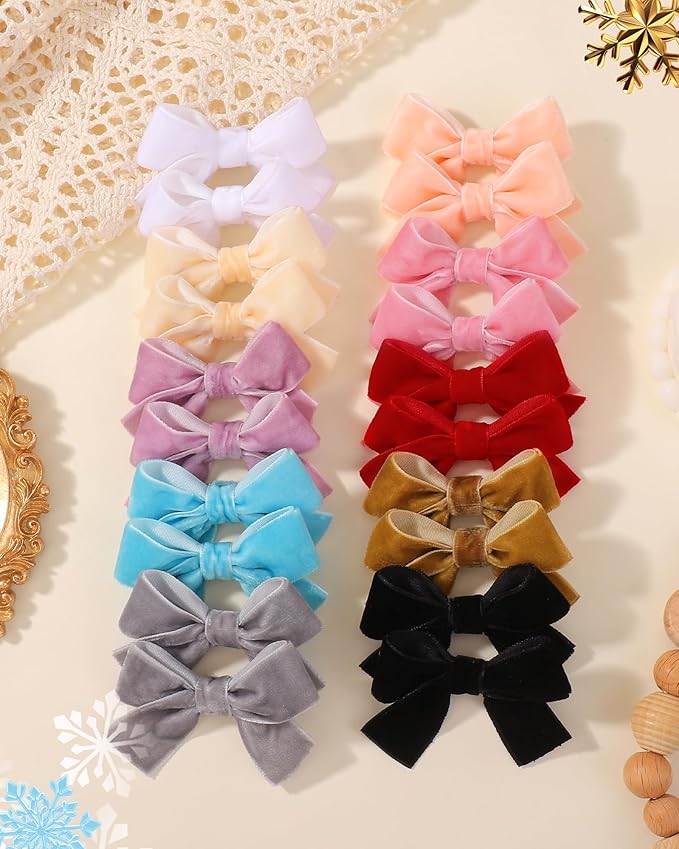 jollybows 20pcs 2inch Velvet Baby Hair Clips Handmade Christmas Hair Bows for Girls Alligator Clips Hair Accessories for Infants Toddlers Kids Teens