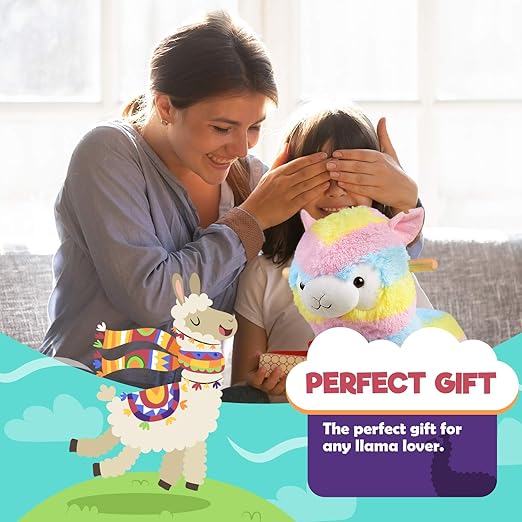 Rainbow Llama Rocker for Toddlers – Soft Plush Ride-On with Wooden Frame | Balance, Coordination, Imaginative Play & Toddler Gift, Ages 18+ Months