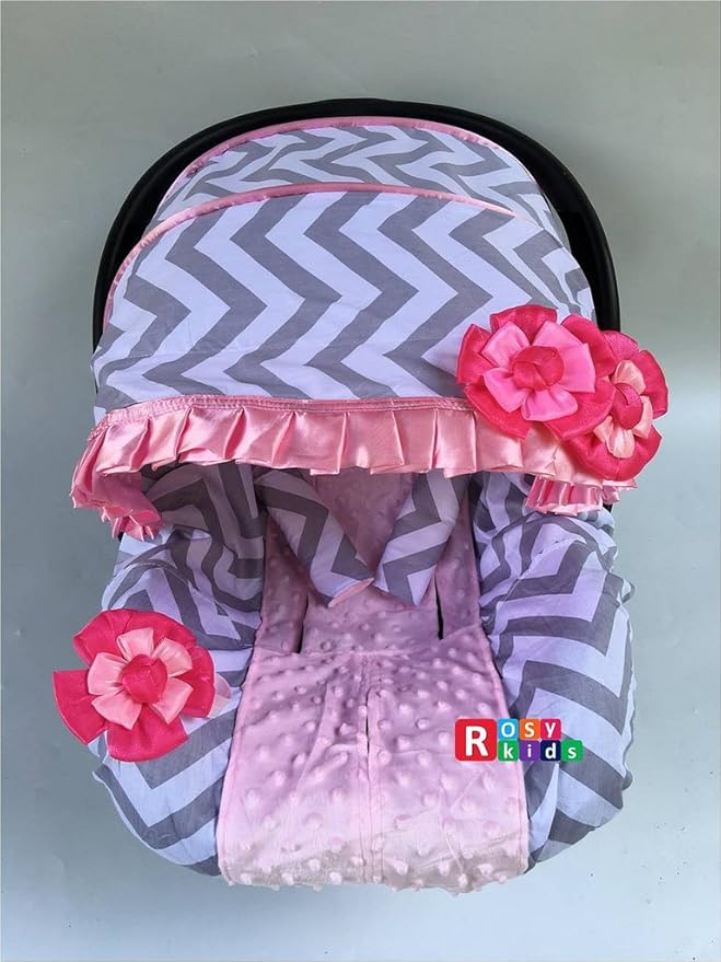 Rosy Kids Infant Carseat Canopy Cover 3pc Whole Caboodle, Baby Car Seat Cover Outdoor Kit, Color03NR09