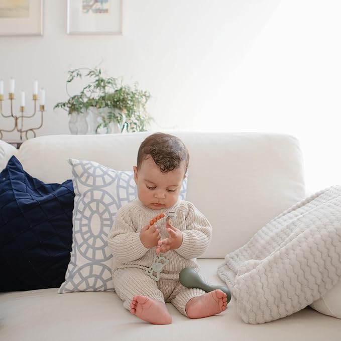 FRIGG Butterfly Anatomical SilkySoft Silicone Baby Pacifier | Made in Denmark | BPA-Free (Sage/Silver Gray, 6-18 Months)