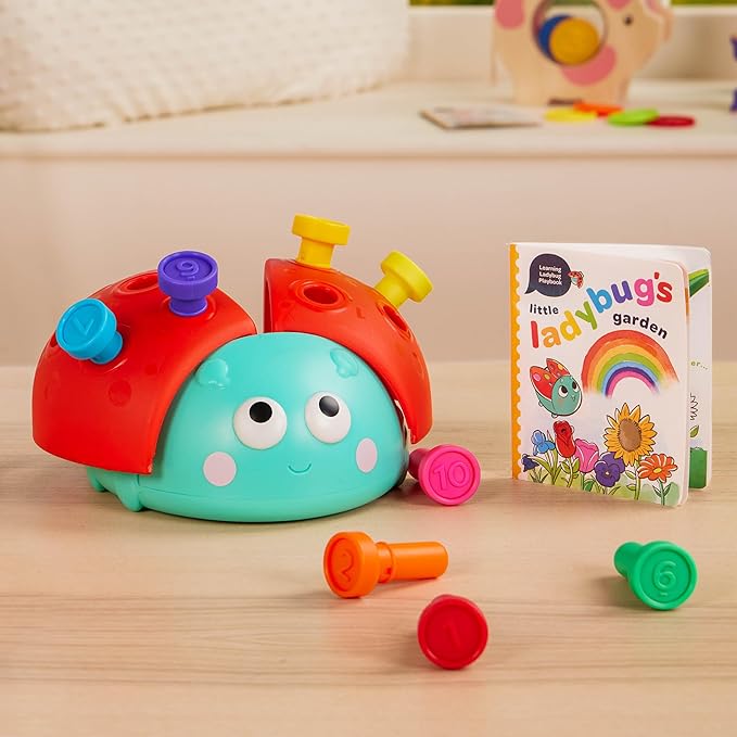 Battat Education – Fine Motor Peg Toy for Toddlers & Kids, Montessori Educational Developmental Learning Ladybug with Colorful Stacking Fun, Early Skills Development Toy for Preschoolers 18+ Months