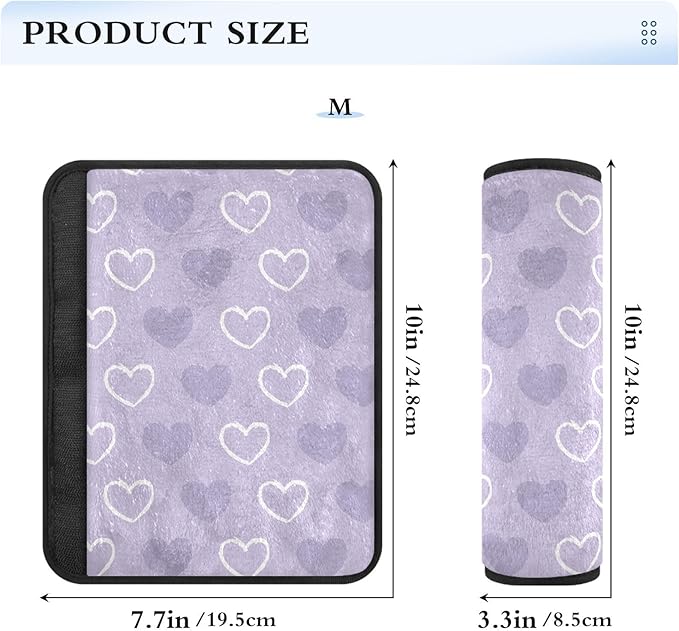 2 Pack Seatbelt Covers Seat Belt Cover Pad for Adults Boys Girls Car Seat Strap Covers Pads Cushion Universal Shoulder Strap Pad Protector for Backpack Camera Bag 10 x 7.7 Inch Purple Heart