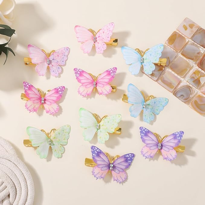 yoyokid 30PCS Butterfly Hair Clip for Girls, Colorful Gradient Metal Alligator Barrettes, Cute Butterfly Hair Accessories for Kids Toddlers Women, Party Daily Wear