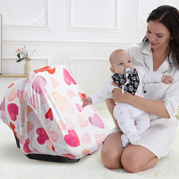 Baby Car Seat Canopy Cover, Breathable Sun Shade, Full Privacy for Newborns & Infants, Universal Fit for Boys & Girls