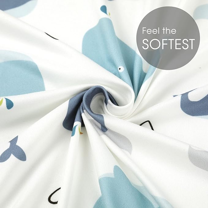 GRSSDER Stretchy Ultra Soft Jersey Knit Fitted Pack n Play Sheets Set 2 Pack, Portable/Mini Cribs Playards Sheets, Universal Fitted Pack and Play Mattress Sheets, Lovely Whale for Girls and Boys