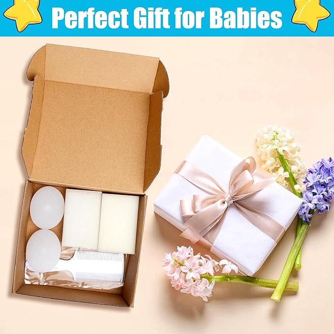 Cradle Cap Brush for Babies, 5Pcs Cradle Cap Treatment Set with Soft Bristle Brushes Silicone Scrubber Long Comb for Newborn Bathing Essentials Baby Brush and Comb Set (White)