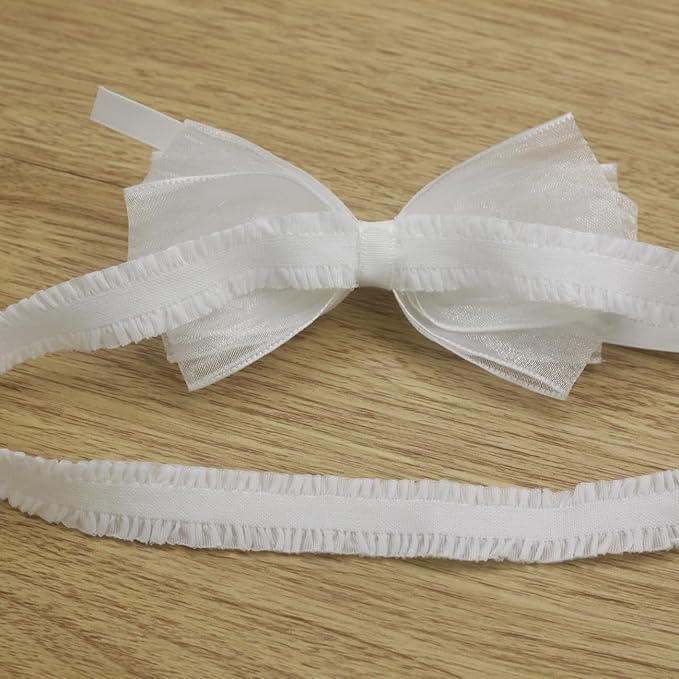 Nihao Baby White Organza Bow Headband for Toddler (0-6 months) - Handmade Bow for Baptism, Christening, First Communion, Weddings, Baby Shoots, Birthdays and more