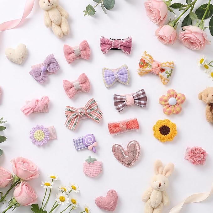 20 Pcs Baby Hair Clips Toddler Hair Accessories Handmade Barrettes For Toddler Girls Mini Cute Clip Non Slip Barrette For Fine Cute Tiny Bows Barrettes For Infants Toddlers, And Little Girls