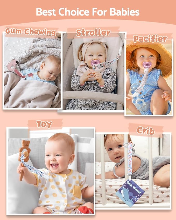 ALVABABY Pacifier Clips 10 Pack Pacifier Binky Paci Holder Leashes for Teethers 10DP02A