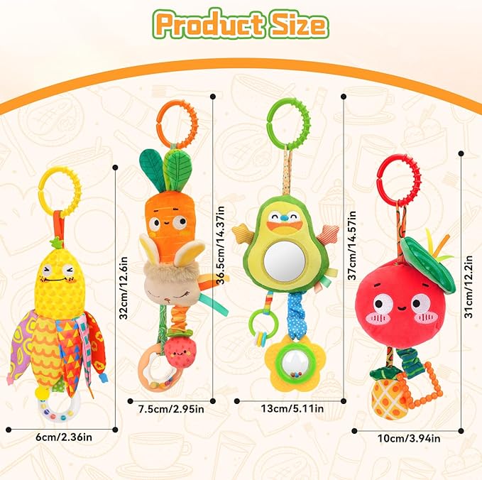Baby Toys for 0 3 6 9 12 Months, Baby Hanging Toys, Car Seat Stroller Crib Gym Baby Rattle Toys with Teether for Newborn Infants Baby Boys Girls Gifts
