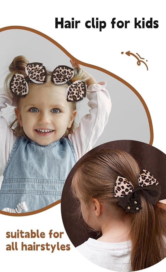 Baby girls leopard hair bow Clips Pin,leopard print bow hairpin for women(FD62-Leopard 2)