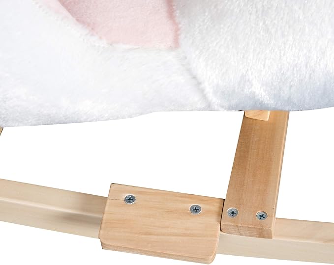 Qaba Kids Ride On Rocking Horse Plush Swan Style Toy with Music for Over 18 Months Children, White and Pink