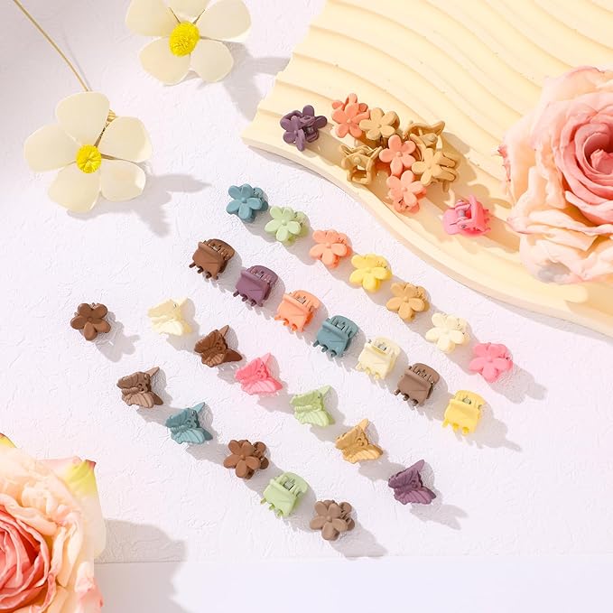 112 Pcs Baby Hair Clips - 3 Styles Mini Flower Butterfly Hair Clips Small Claw Clips for Girls Toddler Hair Accessories with Organizer Box