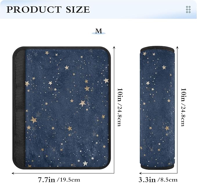 2 Pack Seatbelt Covers Seat Belt Cover Pad for Adults Boys Girls Car Seat Strap Covers Pads Cushion Universal Shoulder Strap Pad Protector for Backpack Camera Bag 6.5 x 6.5 Inch Blue Stars