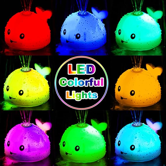 Light Up Toddler Bath Toys - 1 2 3 Year Old Girl Boy gift - Birthday Gifts Water Table For Toddlers 1-3 - Whale Water Spray Toy - Toys For Ages 0-2 - Infant Bathtub Floating Pool Toy 6-12-18 Months