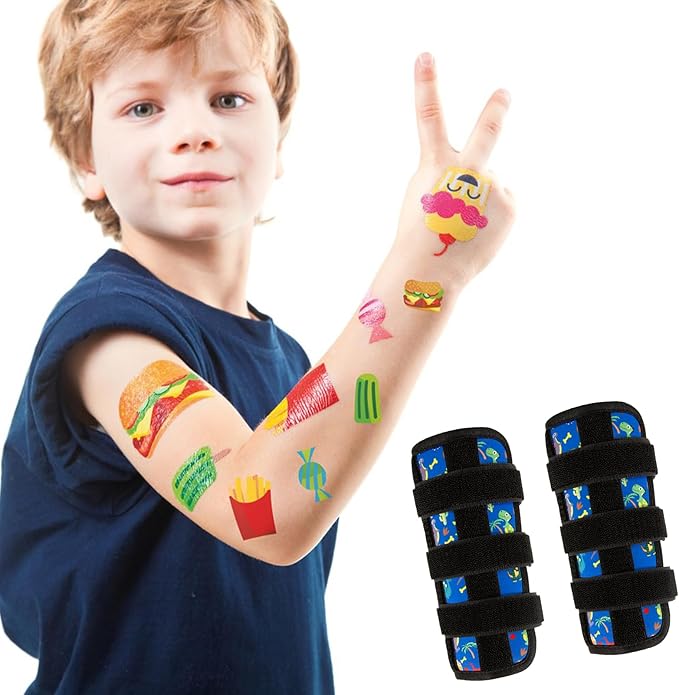 2 Pcs Thumb Sucking Deterrent, Dinosaur Elbow Thumb Guard for Thumb Sucking, Nail Biting Treatment for Kids Prevention Anti Nose Picking for Boys Girls Finger Sucking Prevention