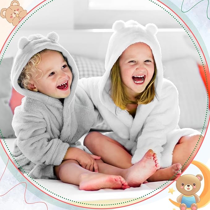 Xtinmee Toddler Bath Towels Hooded for Kid 0-5 Year 28 x 47 Inch Absorbent Baby Hooded Towel with Bear Ears Large Boys Girls Infant Towels Bathrobe Shower Blanket(Classic Color,2 Pcs)