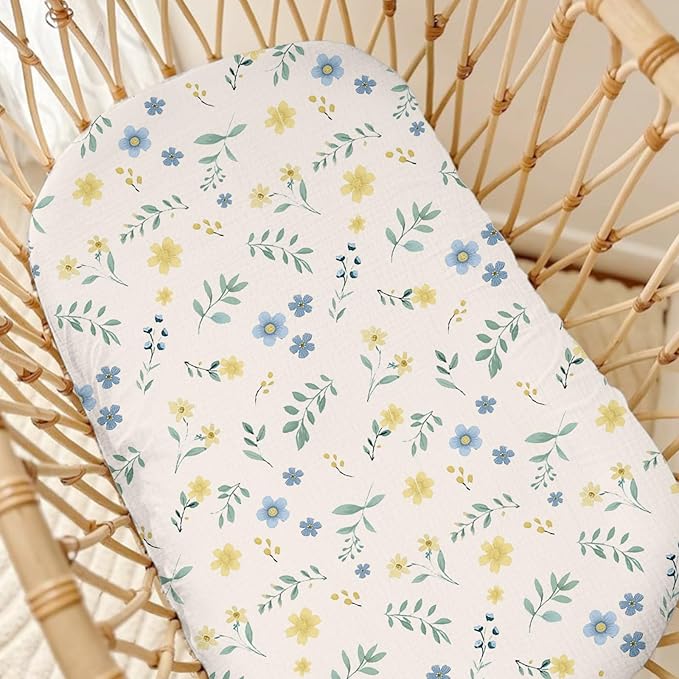 Muslin Baby Lounger Cover 2 Pack, Soft Breathable Newborn Lounger Pillow Cover for Boys Girls Infant (Spring Garden)