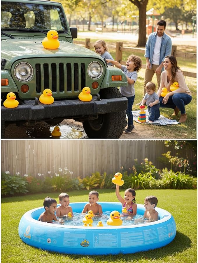 3 Inch 20 Pcs Kalafona Rubber Bathtub Duck/Duckie Waterproof No 'Bebe' No Hole Funny Bath Swimming Pool Toy Without Hole for Kids Birthday Party Favor Home Decor