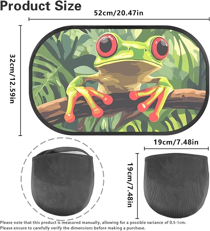 Bulopur Cute Frog Car Window Covers 2 Pack Car Shades for Back Windows Baby UV Protection Breathable Window Shade Baby in Car Universal Fit Mesh Car Window Shades