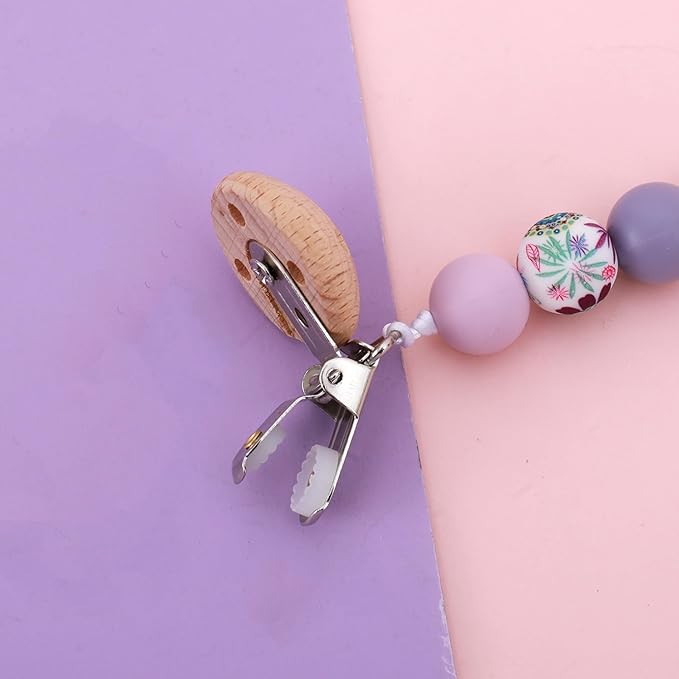 Custom Baby Name Personalized Pacifier Clip, Personalized Boho Pacifier Clip Holder Newborn Gift (A)