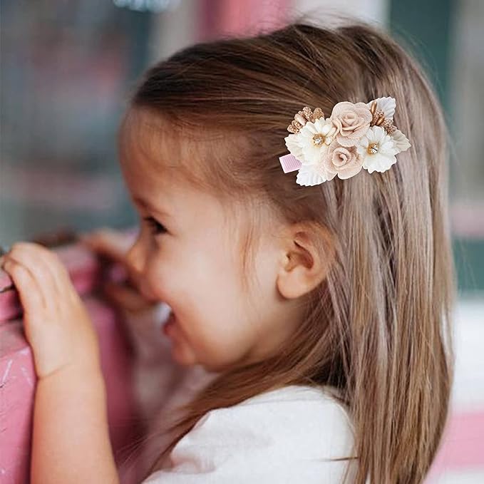 Flower Hair Clip for Baby Girl, Lightweight Hair Bow with Boutique Fully Lined Alligator Clip for Toddler Teens Gifts