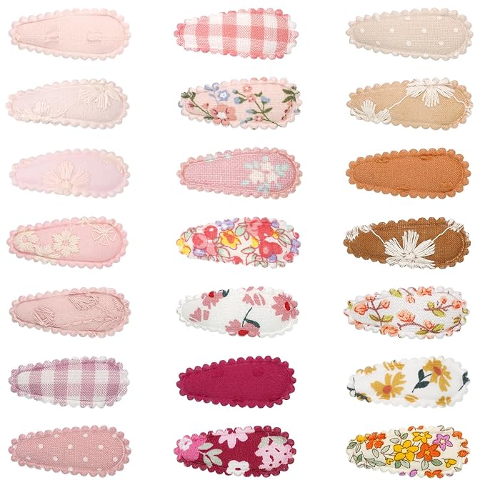CÉLLOT 42Pcs Baby Hair Clips, Infant Girl Hair Accessories, 1.5" Mini Hair Clips, Printed Anti-Slip Snap Barrettes, Waterdrop Design Hairpins, Toddler Girl Hair Accessories(A)