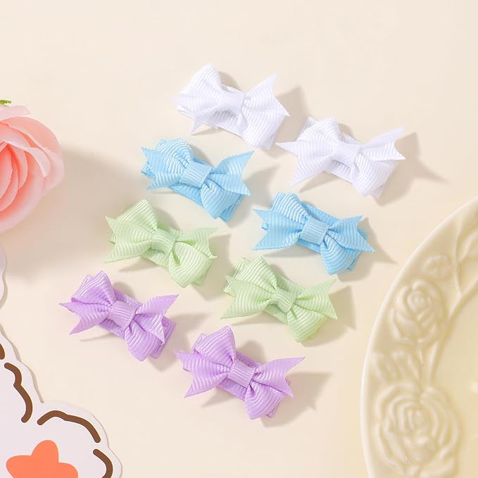 YHXX YLEN 40PCS Mini 1.4" Bow Snap Clips, Baby Hair Clip Grosgrain Ribbon Tiny Hair Bows Clips in Pairs for Baby Girls Toddlers Infant Fine Thin Hair