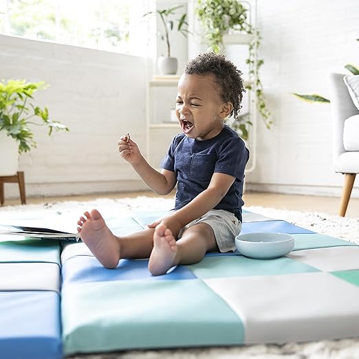 ECR4Kids SoftZone Patchwork Activity Folding Play Mat, 58in Square, Baby Essentials, Contemporary